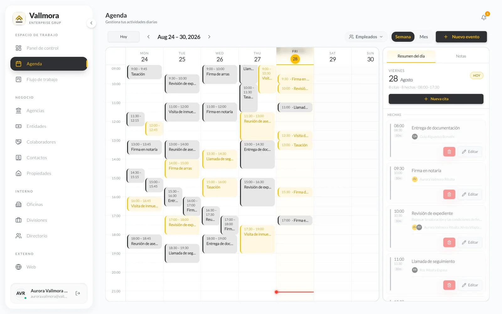 Agenda setmanal de l'oficina